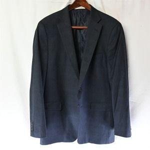 Hardwick Bespoke Fits 46R Navy Blue Plaid 2 Btn Blazer Sport‎ Coat Jacket